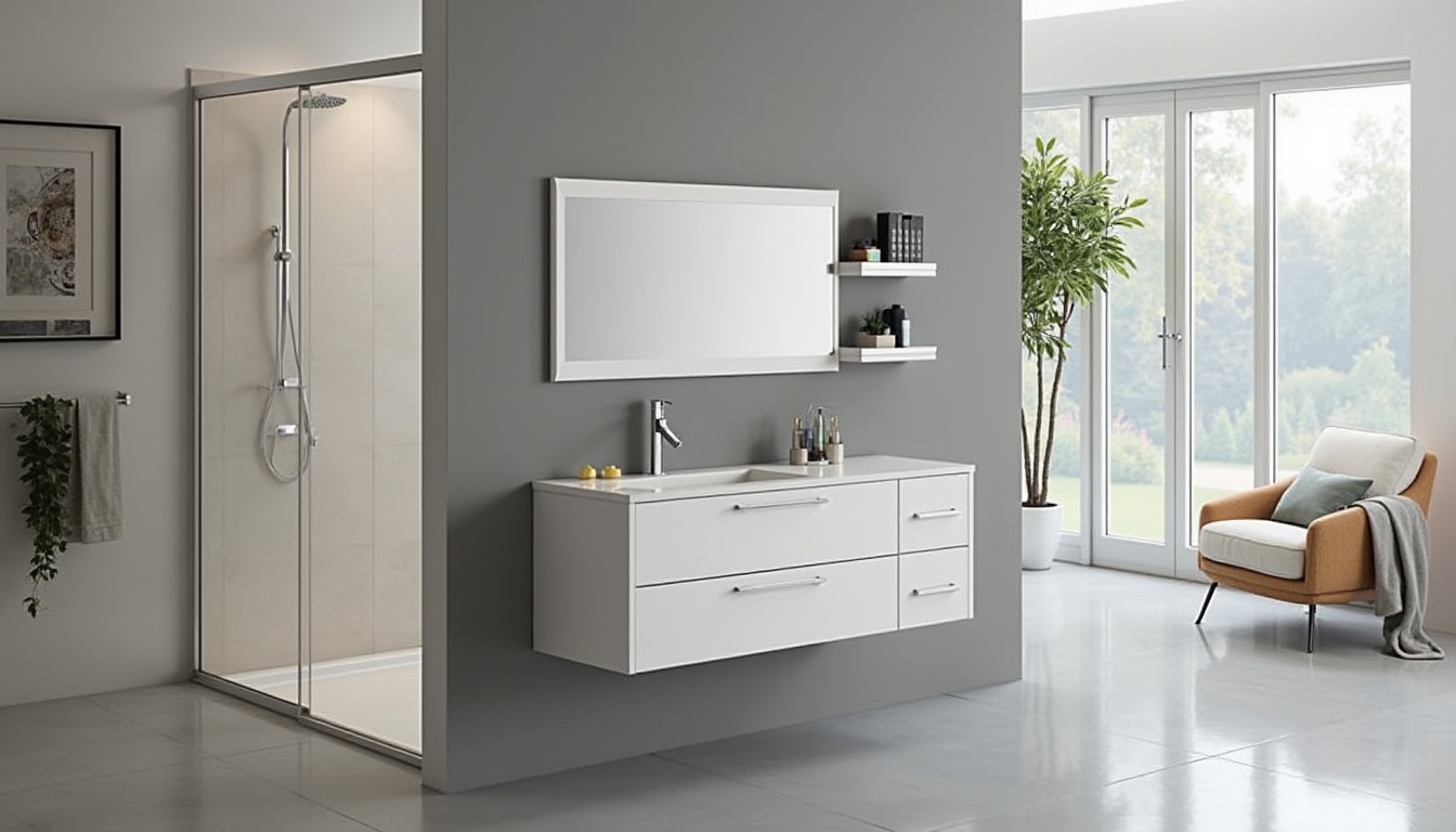 Ilustrație cu o copertină retractabilă montată pe un perete, cu detalii despre sistemul de montare